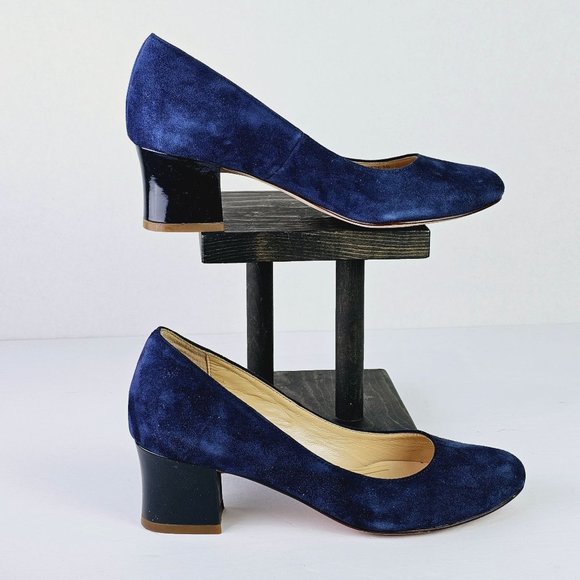 COLE HAAN Chelsea Suede Low-flared Heel Pump, Blazer Blue, Sz 5B D40576 - Picture 3 of 9